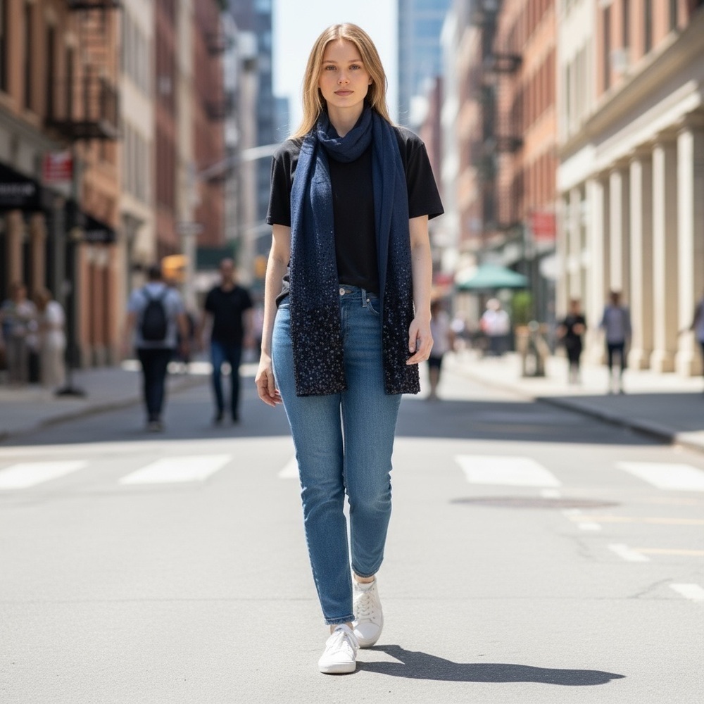 Lucky Brand Blue Sequins Scarf